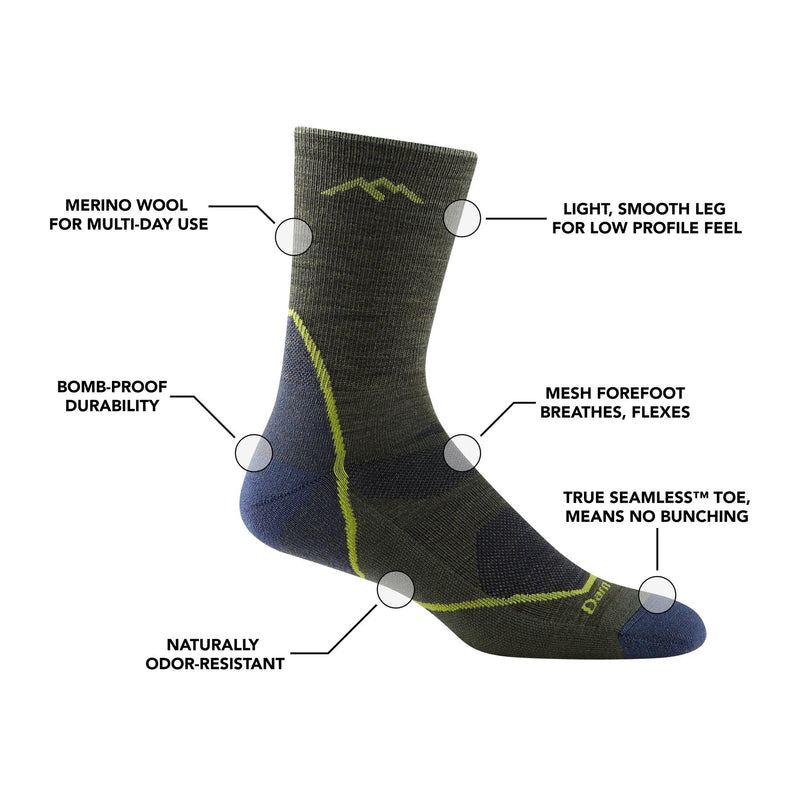 Darn Tough | Light Hiker | Micro Crew | Lightweight | Cushion | Heren | Wandelsokken - Trail.nl