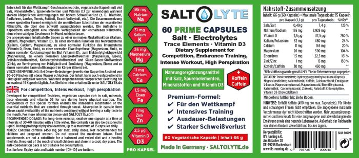 Saltolyte Prime Caps Zout en Electrolytes (+ Caffeine) - Dutch Mud Men